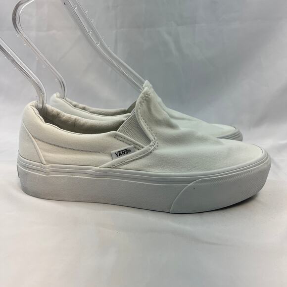 Vans Classic Slip On White Canvas Skate Shoes Men 6 Women 7.5 Streetwear Sneaker main image 4